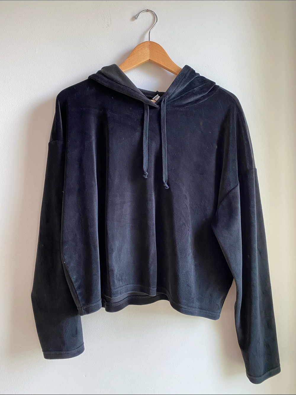Zella Black Velour Hooded Sweater